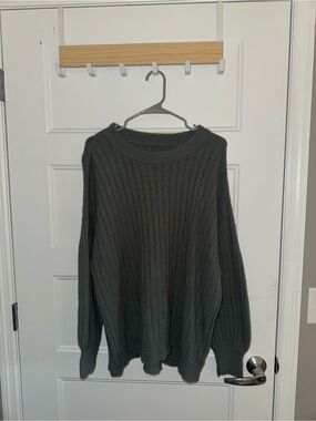 Aerie Rib-Knit Crewneck Sweater - Charcoal
